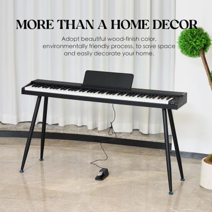 Teclado digital para piano de 88 teclas semiponderado, piano eléctrico de tamaño completo para principiantes, con soporte de partitura, pedal, adaptador de corriente, modo de auriculares,