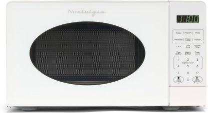 Nostalgia - Horno de microondas retro para encimera de mediados de siglo, tamaño grande de 900 W, 0.9 pies cúbicos, 8 ajustes de cocción preprogramados, reloj digital, electrodomésticos de cocina,
