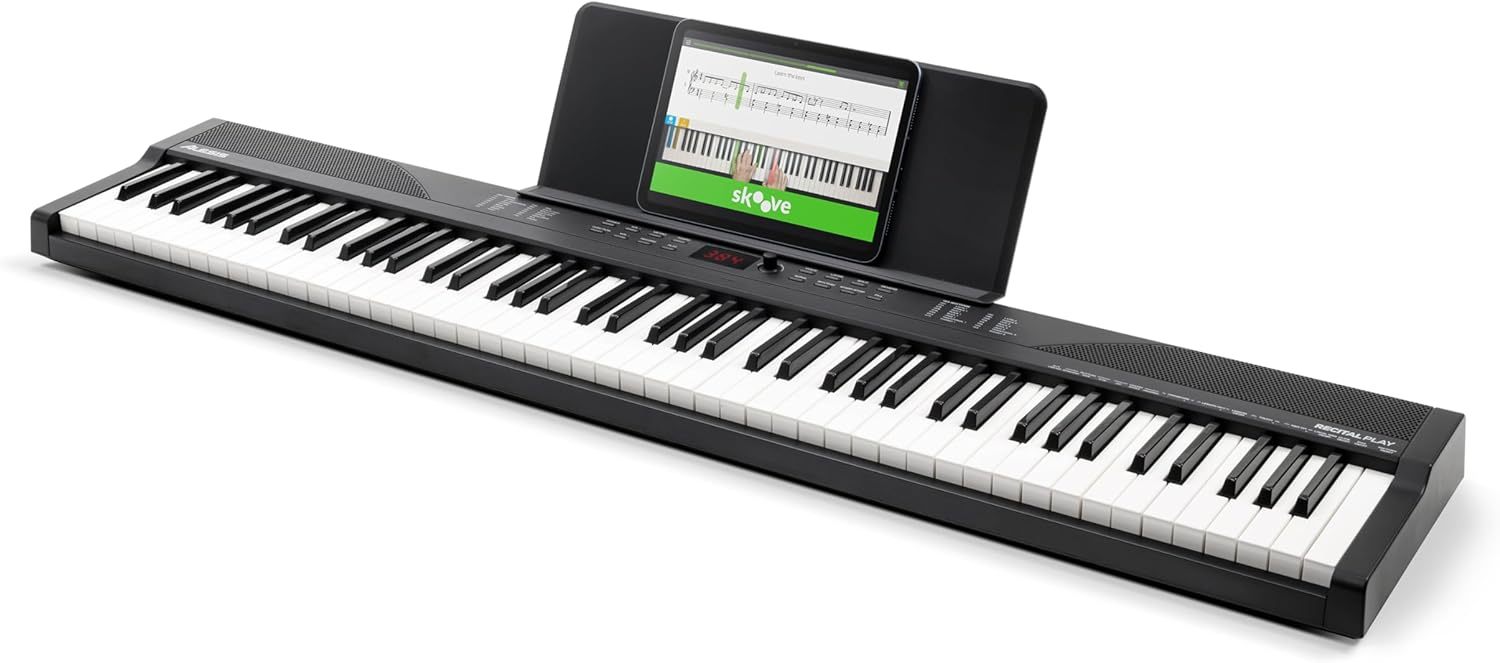 Alesis Melody 61 - Piano eléctrico con 61 teclas, Teclado Musical con altavoces, audífonos, micrófono, soporte para piano, atril y taburete