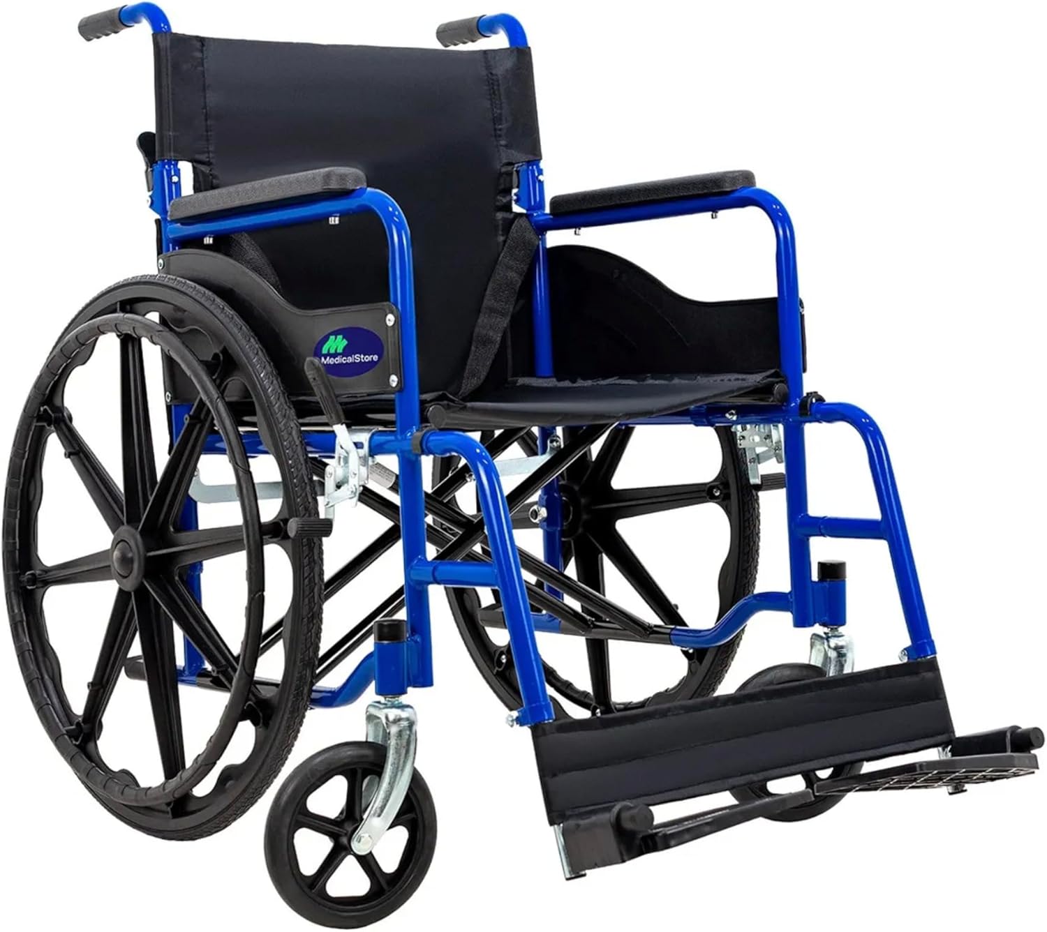 MEDICAL STORE Silla De Ruedas Ligera Adulto Mayor Todo Terreno Traslado Plegable Compacta Con Freno De Mano Rehabilitación Con Descansa Pies Abatible