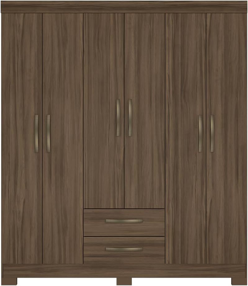 Skal Living Ropero Closet Moderno 6 Puertas y 2 Cajones NT5130 Nogal