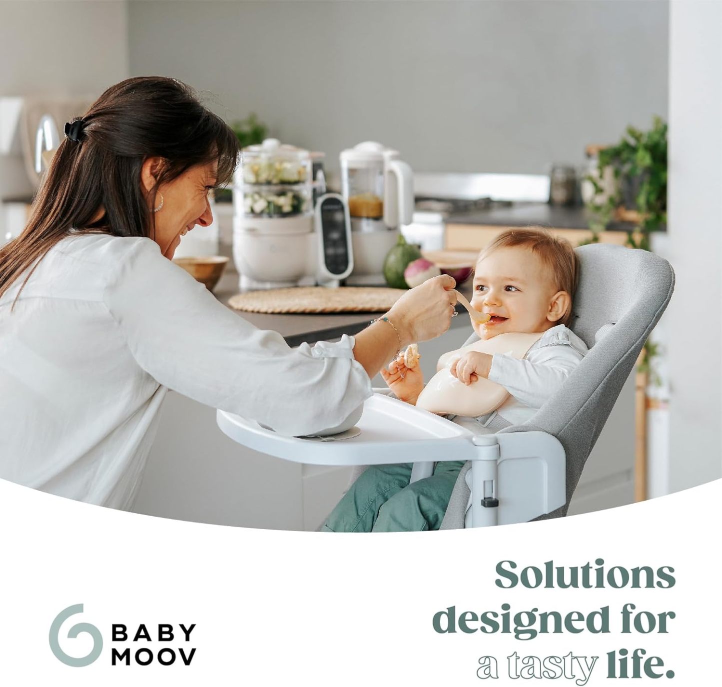 Babymoov Duo Meal 6 en 1: Procesador de Alimentos para Bebés con Vaporizador y Licuadora de Velocidades Múltiples, Calienta y Descongela (Aprobado por Nutricionistas), Gris
