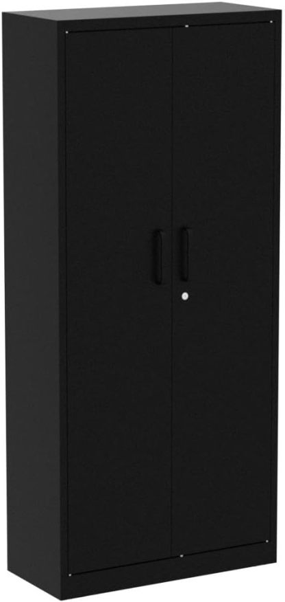 Yizosh - Gabinete de almacenamiento de metal con 2 puertas y 5 estantes ajustables, archivador de acero de 71 pulgadas, gabinetes de herramientas de bloqueo para oficina, hogar, cochera, gimnasio,