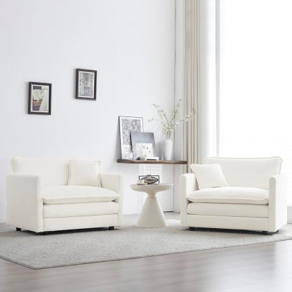 Neylory - Sofá de dos plazas con 2 almohadas para sala de estar, recámara, departamento, 2 plazas de felpilla para asiento profundo
