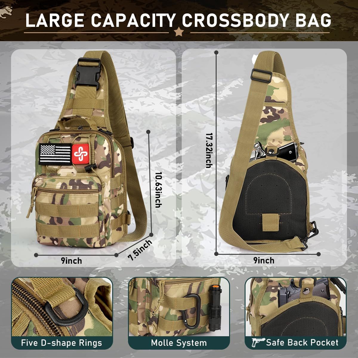 Kit de supervivencia, 262 piezas de equipo de supervivencia y suministros con bolsa de primeros auxilios y bolsa cruzada, kit de emergencia con tienda, martillo de hacha de campamento, pala de