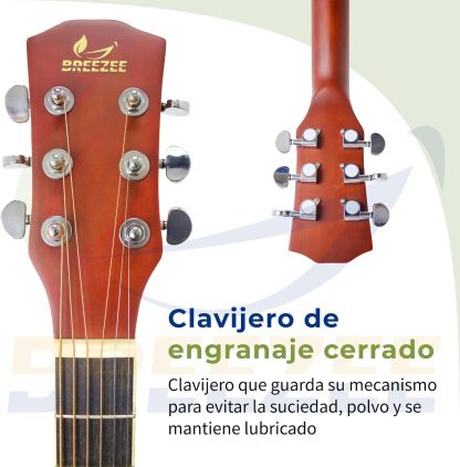 BREEZEE Guitarra Electroacústica de 41 Pulgadas con Cuerdas de Metal, Ecualizador de 4 Bandas, Incluye Funda, Afinador, Cuerdas Extra, Cable Auxiliar y Más, Guitarra Para Expertos Y Principiantes