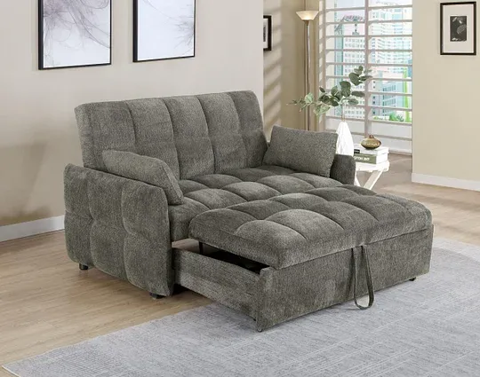 FrostGlen Tufted Cushion Sleeper Sofa Bed Dark Grey
