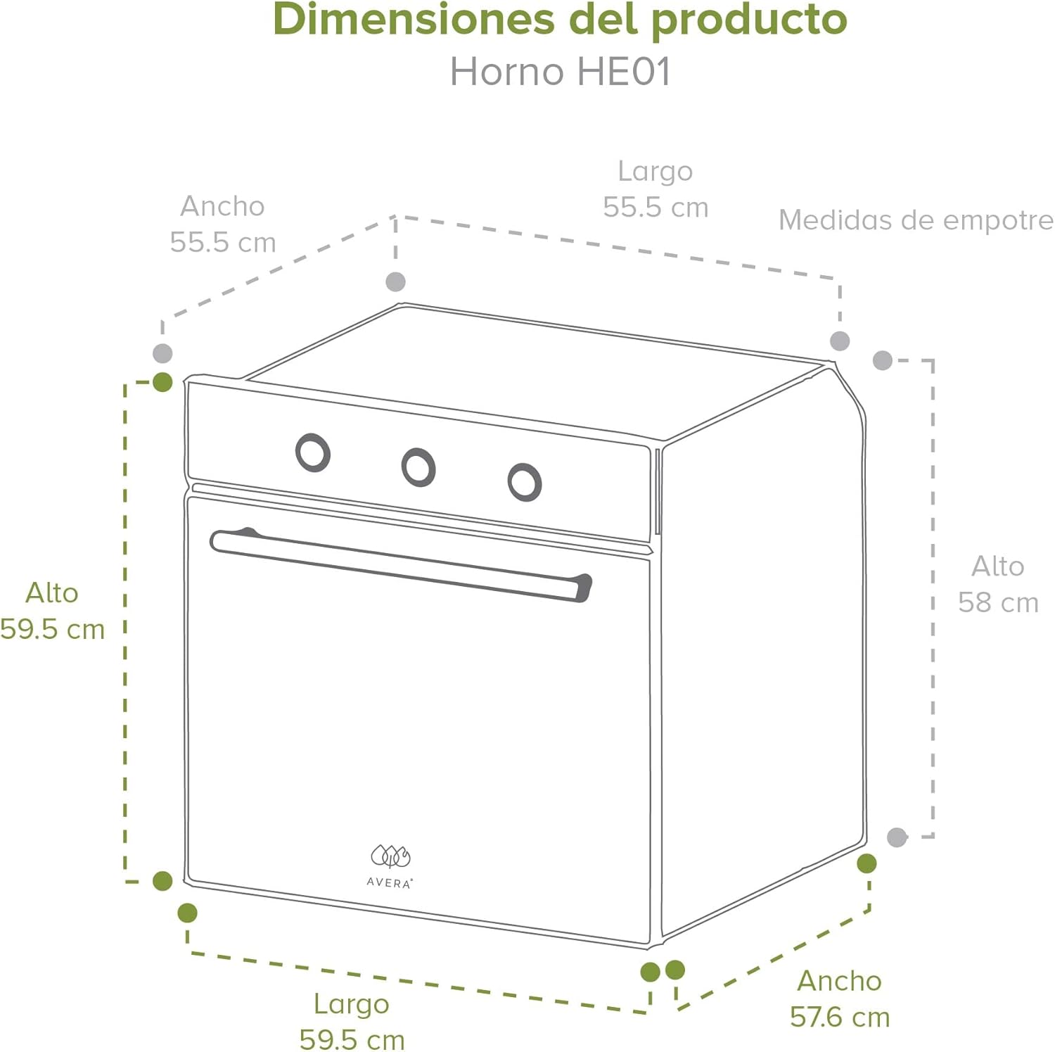 Combo Parrilla de Gas 5 Quemadores VT5, Campana Cocina para Isla 76 cm CEN76C, Horno de GAS NATURAL Empotrable HE01NAT AVERA