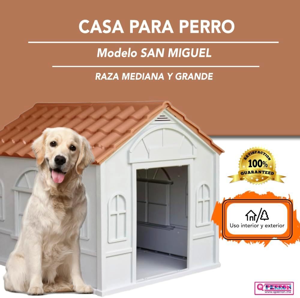Casa Térmica para Perro Raza Grande | Incluye Puerta Metálica | 99 x 84 x 82 cm | Impermeable con Ventilación | Material Resistente al Exterior.