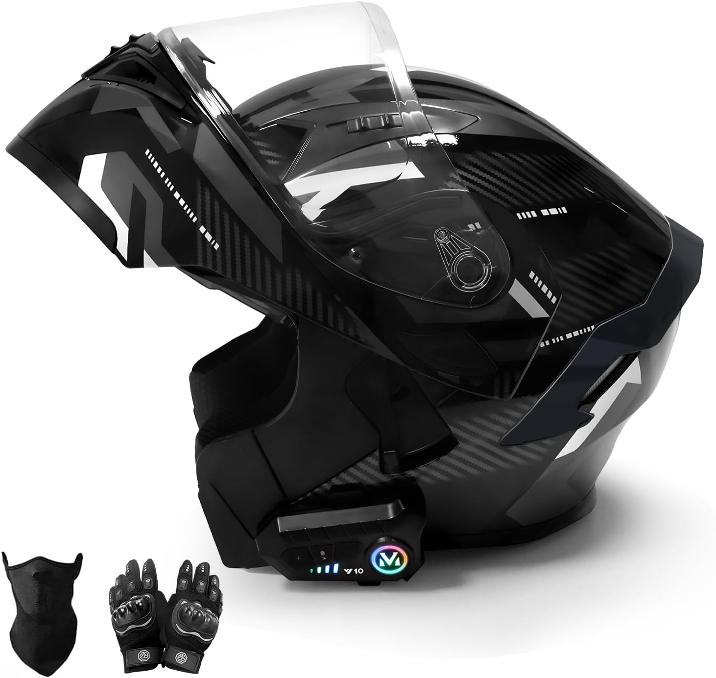 URPOWㅤ Casco de Moto Bluetooth, Casco Integral, Transpirable y Cómodo, Carcasa Resistente, Homologado Dot/ECE, Apto para Adultos, Mujeres y Hombres