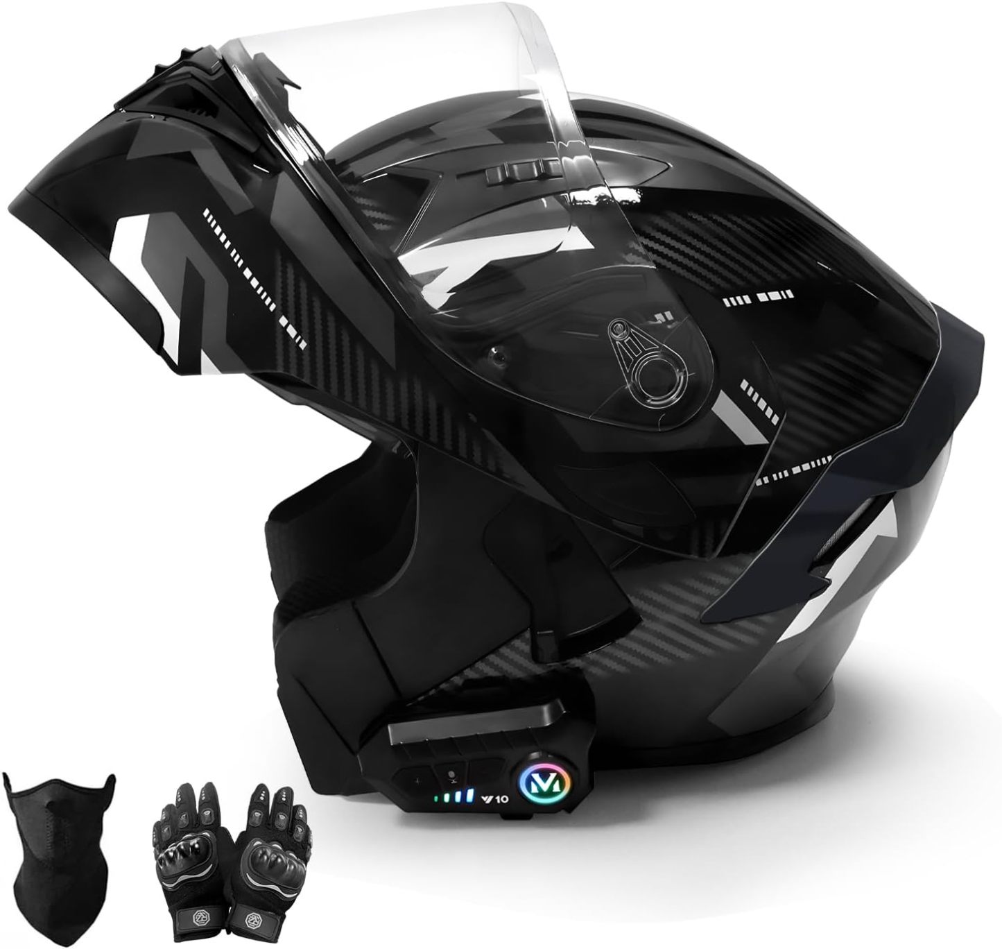 URPOWㅤ Casco de Moto Bluetooth, Casco Integral, Transpirable y Cómodo, Carcasa Resistente, Homologado Dot/ECE, Apto para Adultos, Mujeres y Hombres