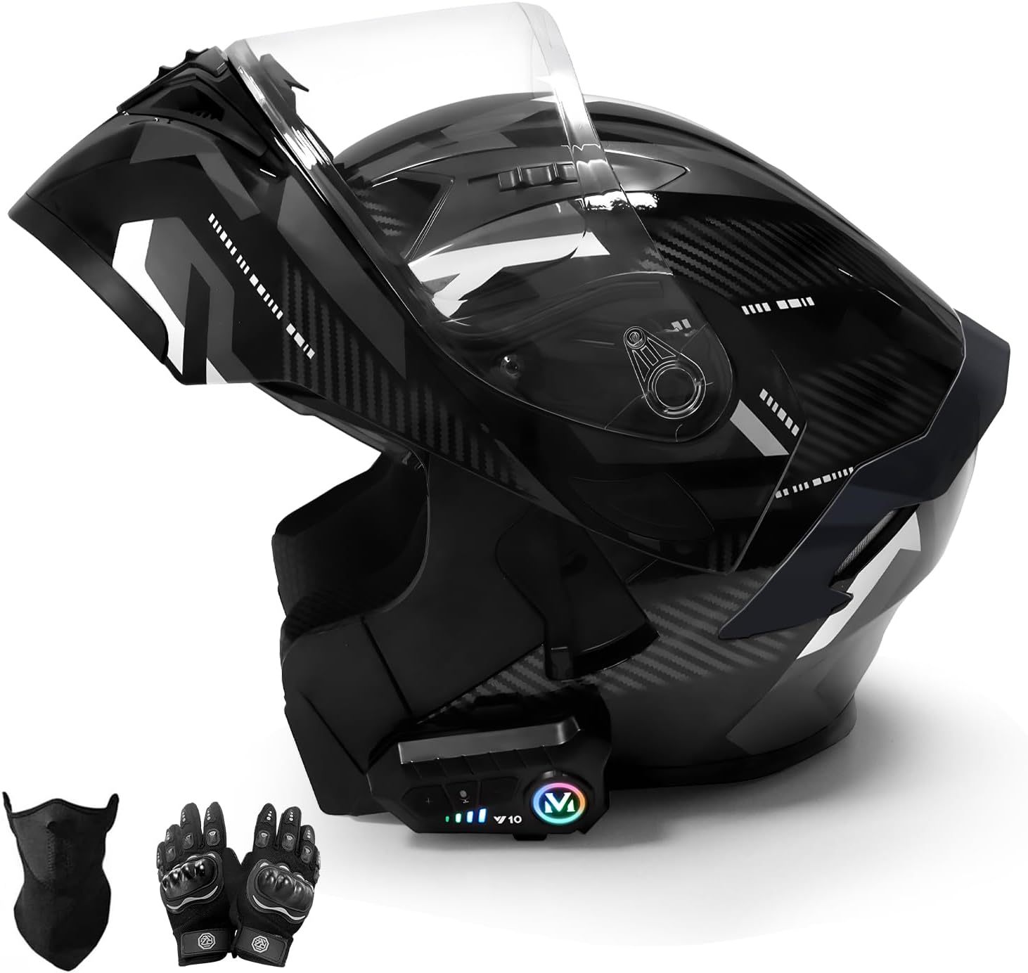 URPOWㅤ Casco de Moto Bluetooth, Casco Integral, Transpirable y Cómodo, Carcasa Resistente, Homologado Dot/ECE, Apto para Adultos, Mujeres y Hombres