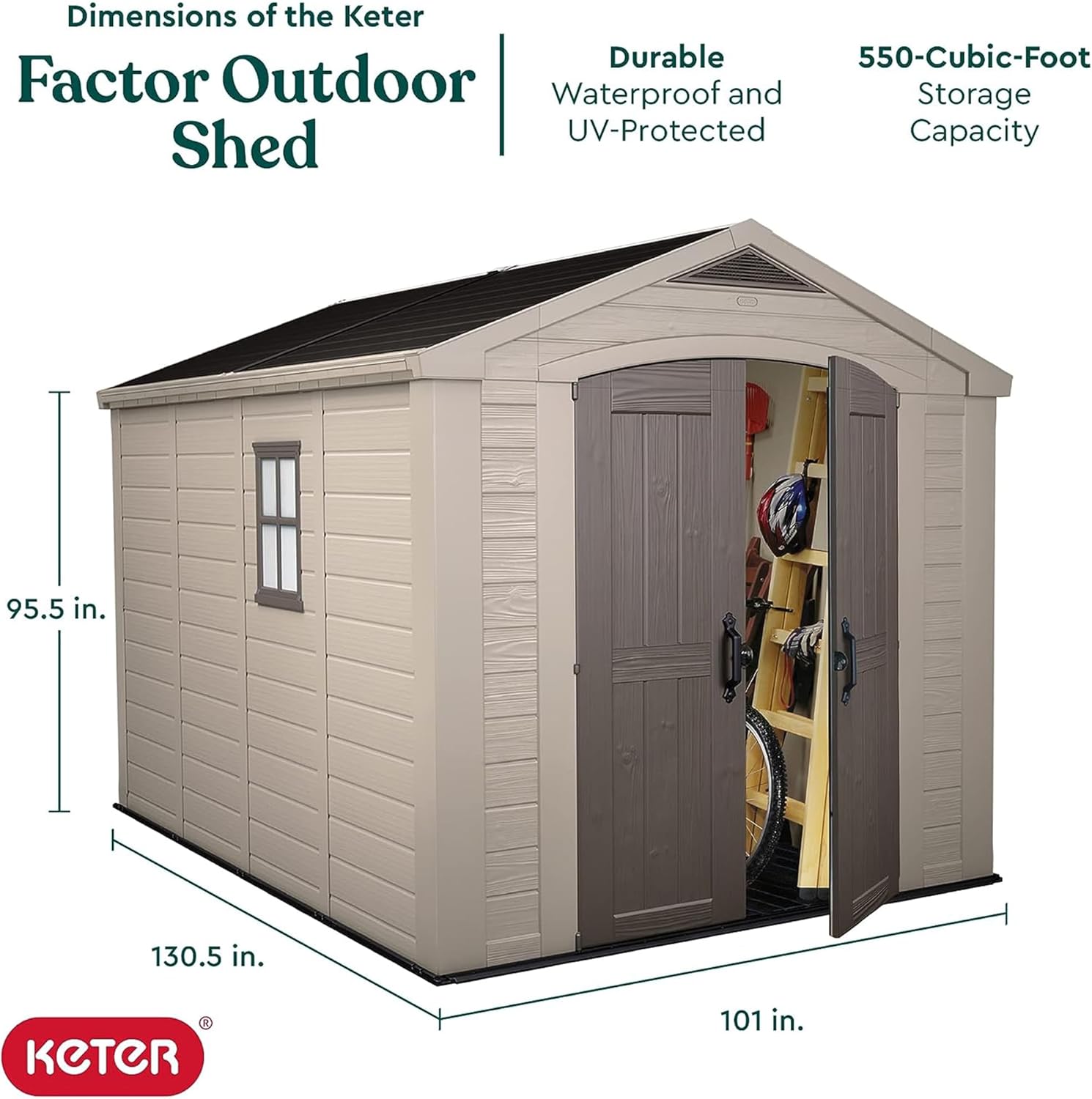 Keter Cobertizo de Almacenamiento para Jardin y Exteriores, Beige, Factor 8x11