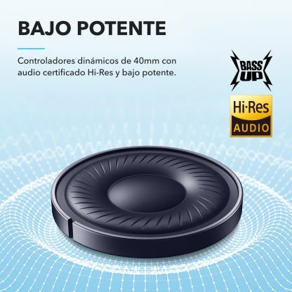 Soundcore Audífonos Inalámbricos Diadema Q20i, Cancelación de Ruido Activa Híbrida, Bluetooth, 40H ANC, Alta Resolución, Big Bass, App, Transparencia, Viajes