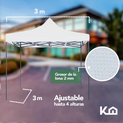 Toldo Carpa Impermeable 3x3 M + Mesa Plegable 180cm portatil Kingshouse COMBO