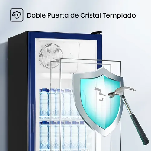 Hisense CVC494N3AWX Congelador vertical con puerta de cristal,13 pies cúbicos,Refrigerante Eco-friendly,Sistema de Ventilación Anticondensación,60x65x185cm(AnchoxLargoxAlto)