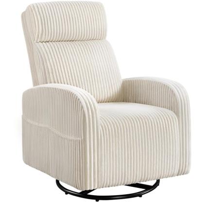 Sillón Giratorio de Lactancia de Pana con Bolsillos Laterales y Espuma de Alta Densidad