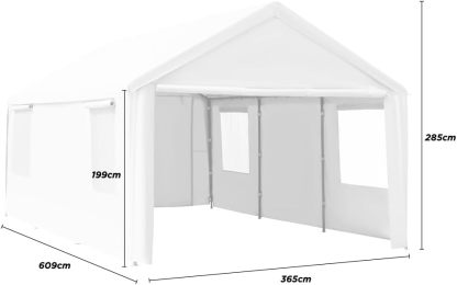 Carpa Armable para Auto 6x3 m con Paredes Laterales | Toldo Reforzado de Acero Galvanizado | Resistente al Sol y Lluvia | Ideal para Jardín, Eventos o Almacén | Fácil de Montar | Color Beige