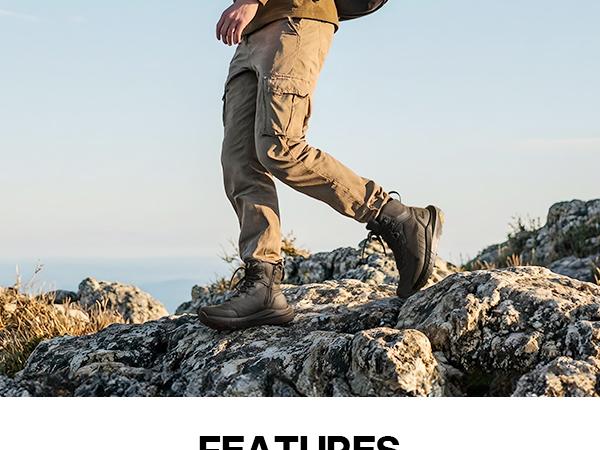【SohoChic】NORTIV 8 Terrascope High-Top Men's Army Oxford Black Plain Round Toe Work Protective Boots - Oxford Fabric, Nylon, Breathable Mesh Lining, Vegan Leather, EVA, ETPU Rubber Outsole, Wedge, for Outdoor & Construction Use, Delivery Included 【SohoChic】NORTIV 8 Terrascope High-Top Men's Army Oxford Black Plain Round Toe Work Protective Boots - Oxford Fabric, Nylon, Breathable Mesh Lining, Vegan Leather, EVA, ETPU Rubber Outsole, Wedge, for Outdoor & Construction Use, Delivery Included