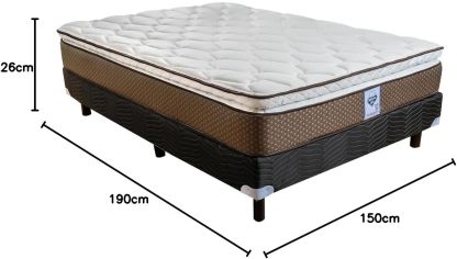 Spring Air Pack Colchón Commander Matrimonial con Box | 2 Almohadas | Cubre Colchón y 1 Juego de Sabanas | Colchon con Colchoneta Pillow | Confort Firme y Soporte Ortopédico | 5 años De Garantía
