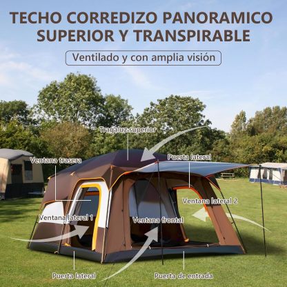 JeeLeeko Casa de CampaÃ±a PortÃ¡til,Tienda de CampaÃ±a para 5-8 Personas,Tienda Familiar de FÃ¡cil InstalaciÃ³n,Tienda para Acampar Impermeable con Alfombra de Piso y Toldo de Puerta,Adecuado para Al Aire
