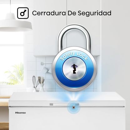 Hisense FC50D6AWX Congelador, 5 pies cúbicos, Temperatura ajustable, Fast Freeze, Cerradura de seguridad, 62x56x85cm(AnchoxLargoxAlto), Blanco
