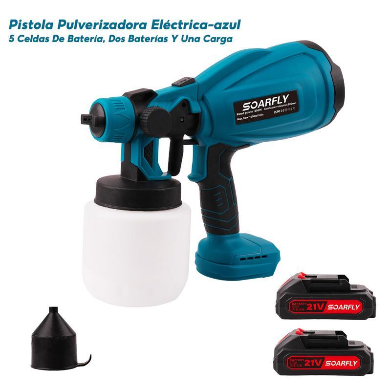 Pistola pulverizadora de mano pulverizadora eléctrica inalámbrica con 2 Batería Recargables de 2600mAh, botella pulverizadora  de 800ml (color: Azul) para Casas, Paredes, Cercas