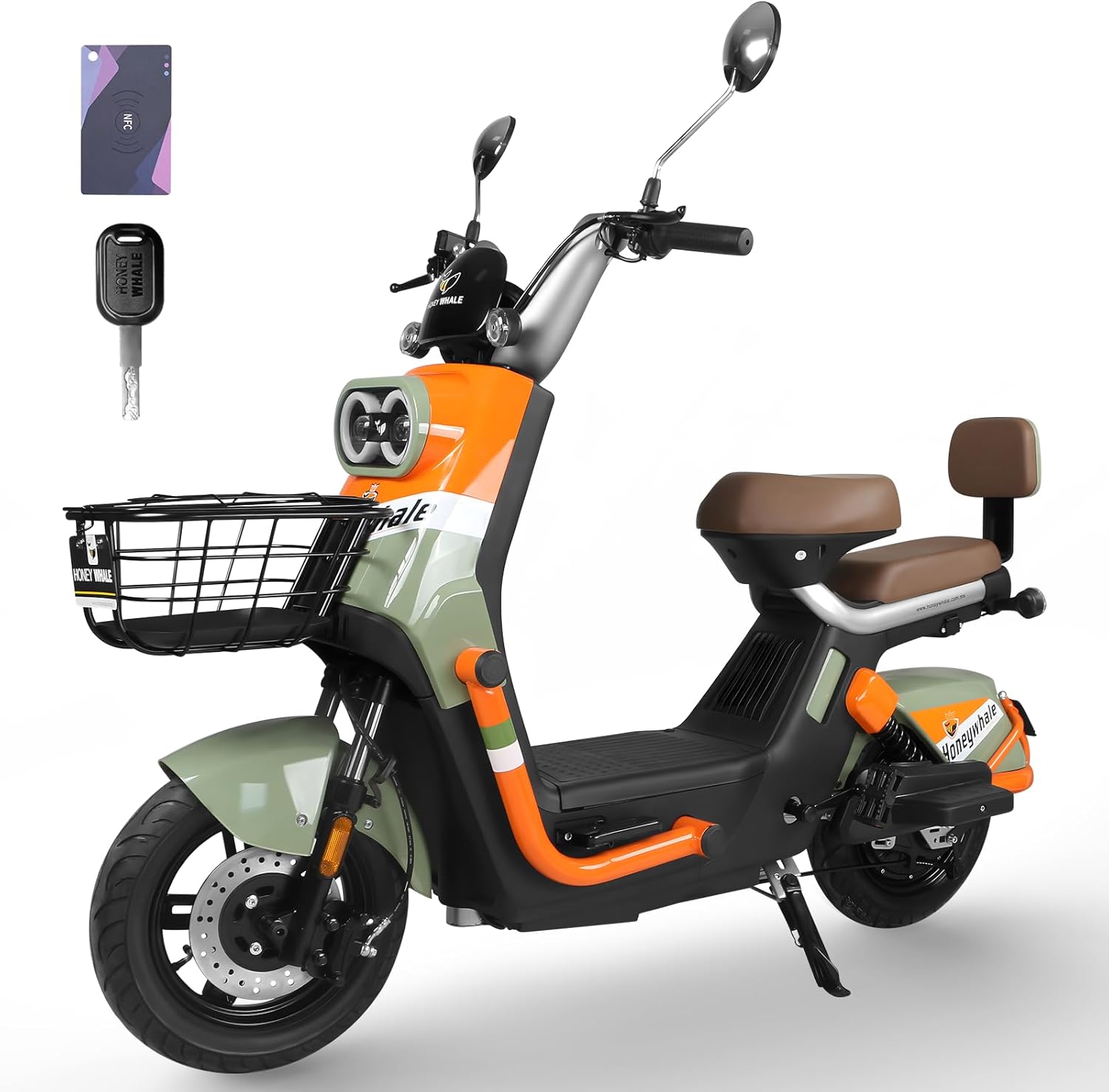 HONEYWHALE KC PRO Bicicleta Electrica para Adultos, Moto Electrica con Alarma, Potencia Motor Hasta 800W, Velocidad Máxima 45KM/H, Autonomía 60KM, Compatible con Desbloqueo NFC