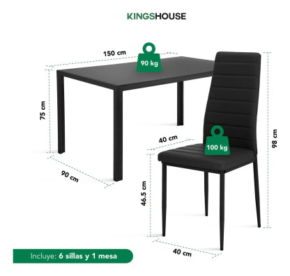Juego De Comedor 6 Sillas Y Mesa De Vidrio Templado Moderno