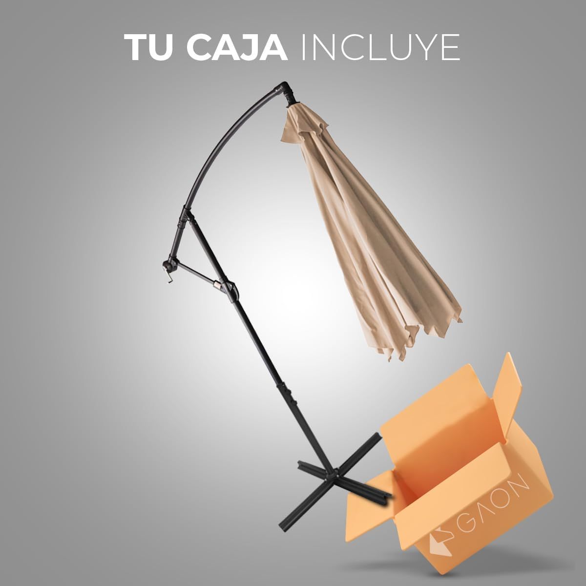 Sombrilla de Jardín Duralife | Sombrillla para Exterior con Brazo Lateral 3M Diámetro Altura Ajustable | Sombrilla de Poliester para Patio, Jardin, Terraza