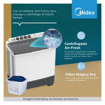 Lavadora Midea Dos tinas 19 kg Blanca
