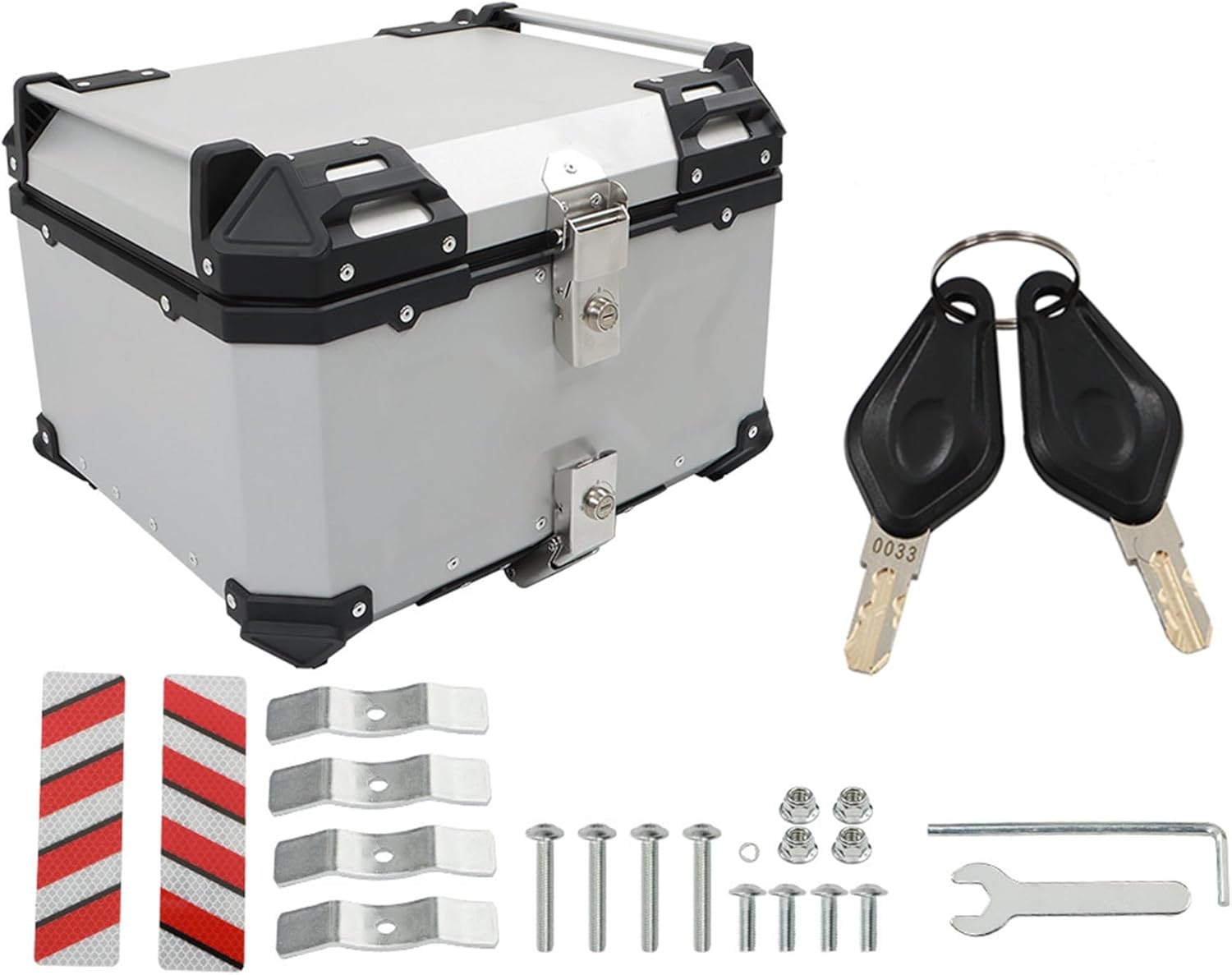 GXYWADY - Carcasa superior para motocicleta, 55L-X, color plata, aleación de aluminio, caja trasera para motocicleta, con espacio amplio y aspecto fresco, caja trasera para maletero de motocicleta,