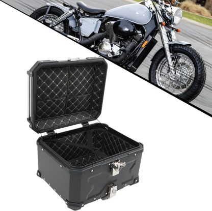 GXYWADY - Carcasa superior para motocicleta, 55L-X, color plata, aleación de aluminio, caja trasera para motocicleta, con espacio amplio y aspecto fresco, caja trasera para maletero de motocicleta,