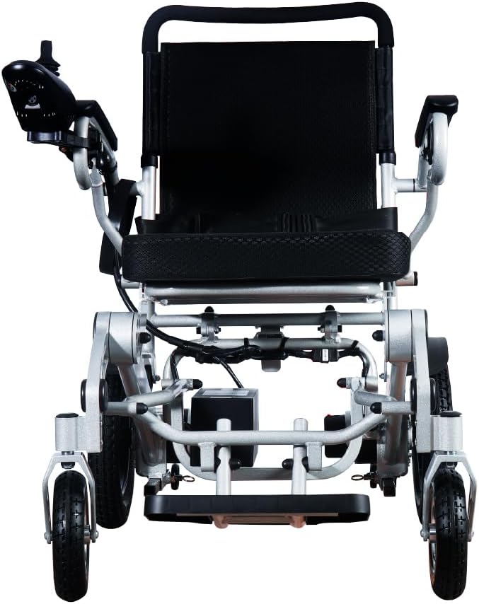 GAMBIMEDIC Silla De Ruedas Electrica Plegable Aluminio Todoterreno Ligera Portatil Facil Transporte Para Viaje Cuenta Con 4 Amortiguadores Facil Almacenaje Silla Motorizada Portatil