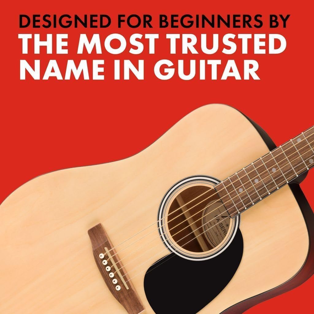 Fender Alternative Series Dreadnought Kit de guitarra acústica para principiantes, con 2 años de garantía, incluye bolsa acolchada para conciertos, soporte para guitarra, correa de guitarra y más