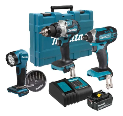 Rotomartillo + Llave Impacto Makita 18v + Linterna + Puntas