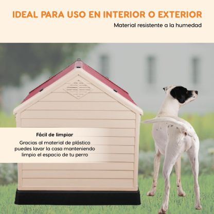POLI PETS Casa de plástico para Perros, casa Duradera para Perros pequeños, medianos y Grandes, con Suelo Elevado y Rejillas de ventilación, ventila, fácil de Limpiar y Montar Dog Kennel