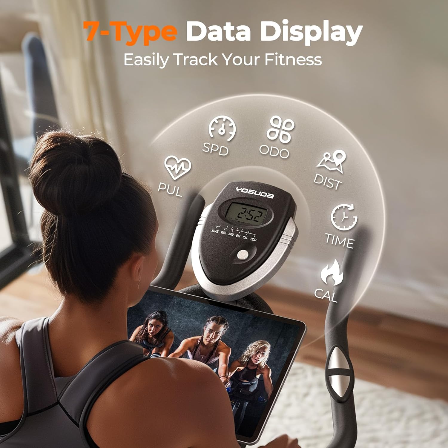 YOSUDA Bicicleta estática de ciclismo para interiores / imán, bicicleta de bicicleta con soporte para iPad y cojín de asiento cómodo