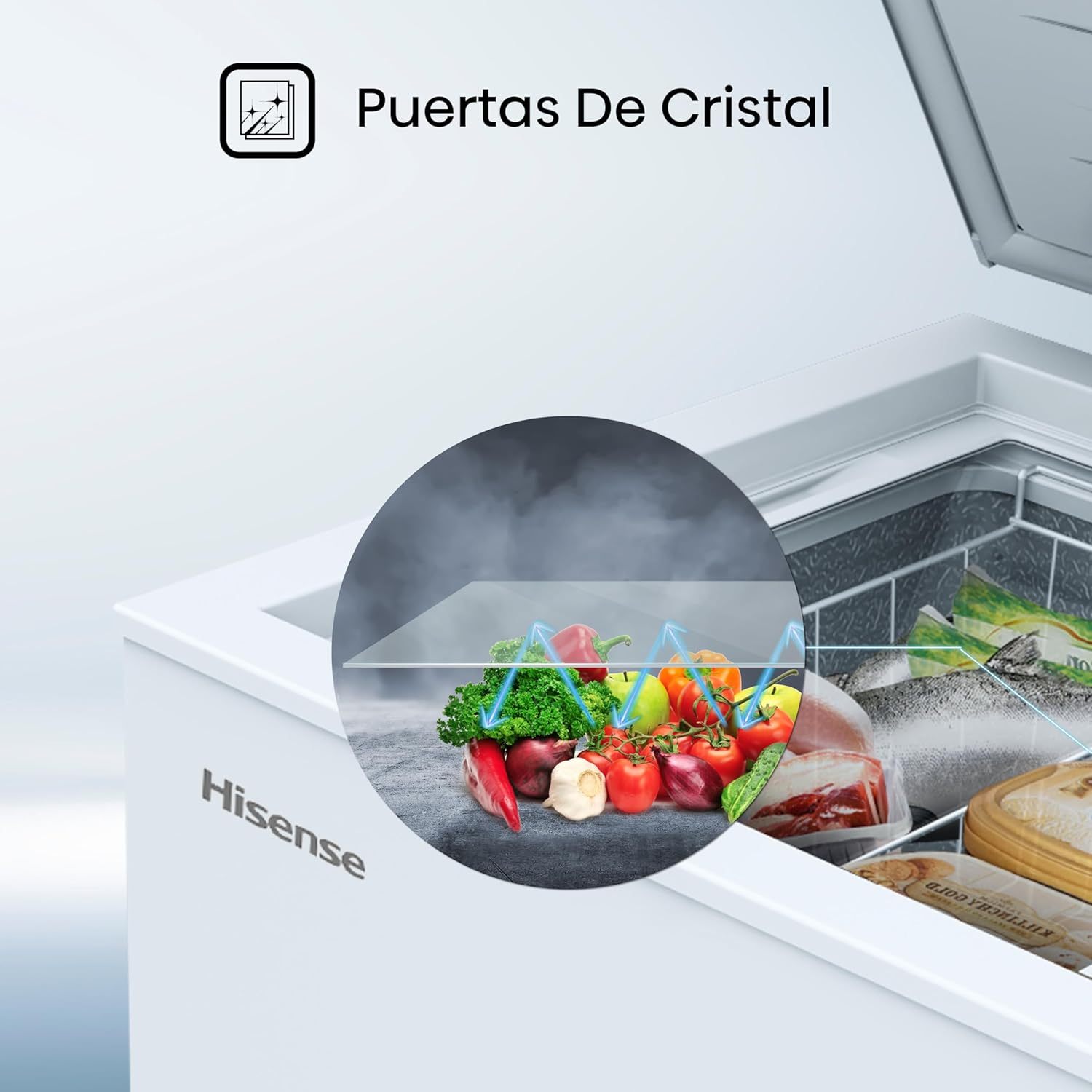 Hisense FC50D6AWX Congelador, 5 pies cúbicos, Temperatura ajustable, Fast Freeze, Cerradura de seguridad, 62x56x85cm(AnchoxLargoxAlto), Blanco