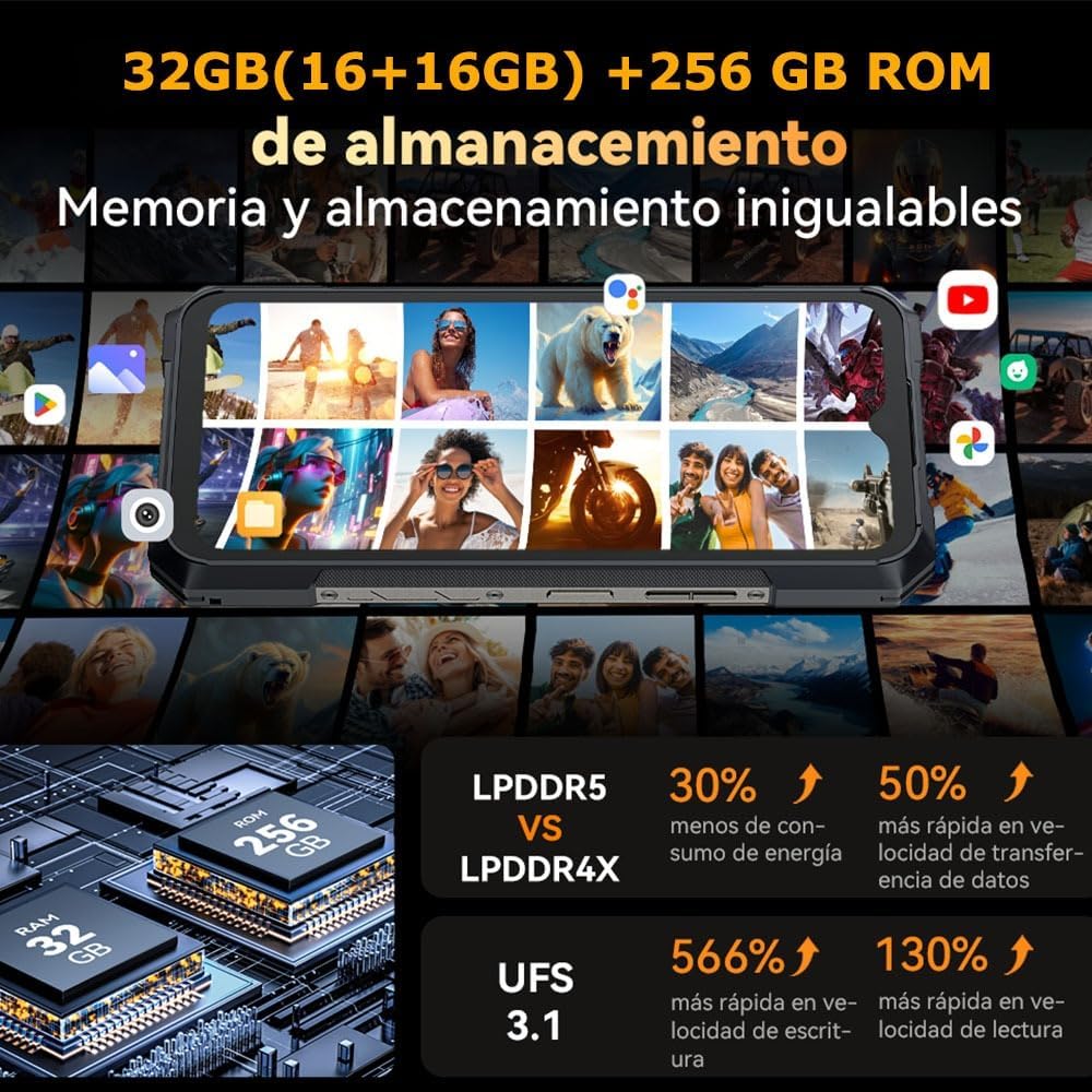 CUBOT Celular Kingkong X Robusto Dual Sim 256 GB 16 GB Ram 10200mah Android 14 (Negro)