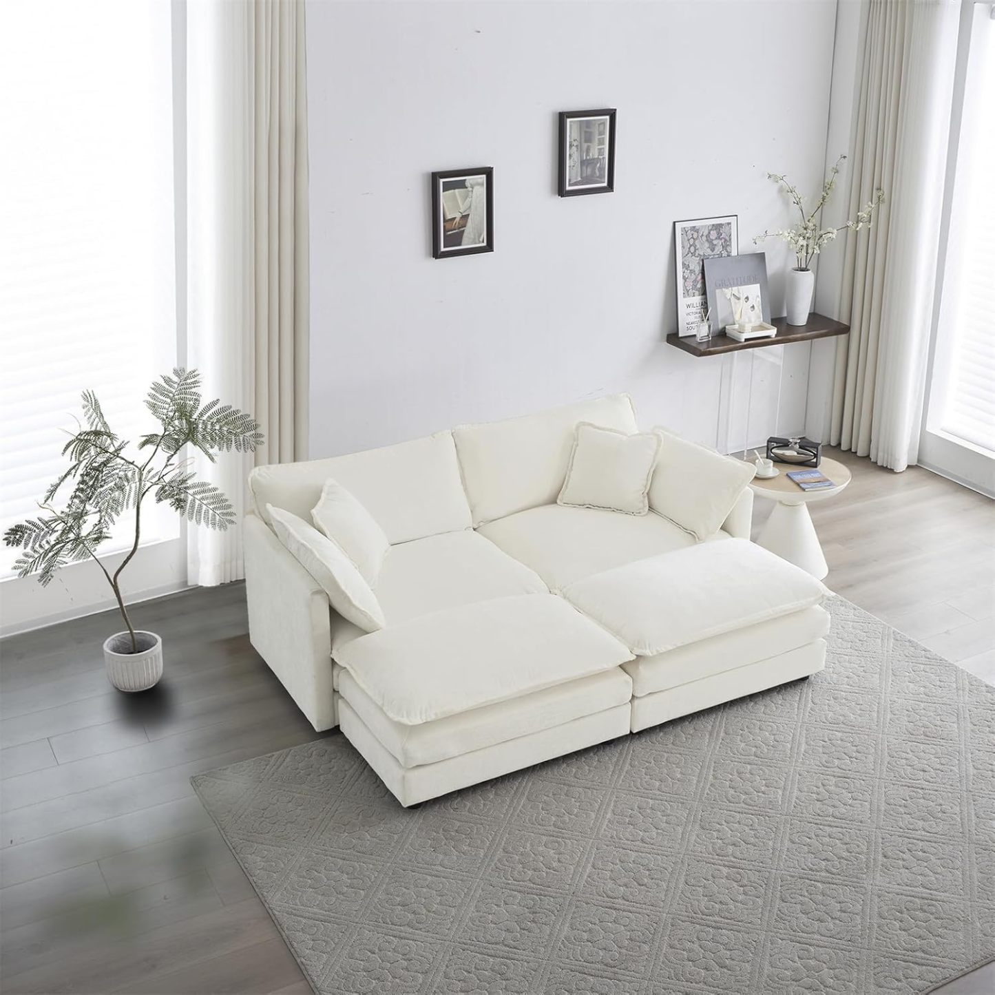 Neylory - Sofá de dos plazas con 2 almohadas para sala de estar, recámara, departamento, 2 plazas de felpilla para asiento profundo