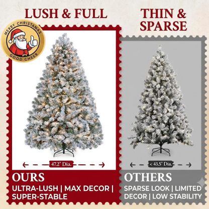 [Oferta especial de preventa]Yaheetech Árbol de Navidad Artificial Preiluminado de 6.5ft con 820 Puntas y 250 Luces Blancas Cálidas, Soporte Plegable, Color Blanco