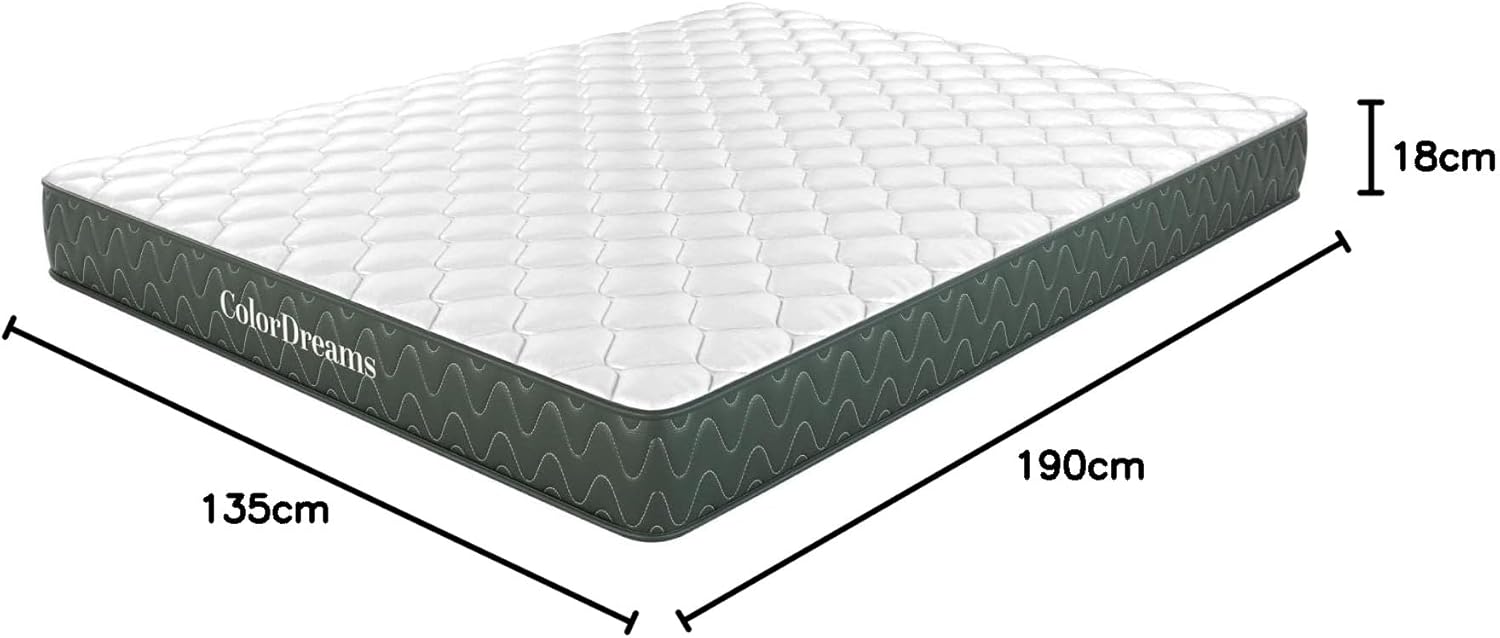 COLORDREAMS | Colchón en Caja Matrimonial Essential Memory Foam – 135x190x18 cm – 5 Capas De Espuma de Alta Densidad y Tela – Firmeza Media – Hipoalergénico