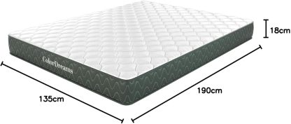 COLORDREAMS | Colchón en Caja Matrimonial Essential Memory Foam – 135x190x18 cm – 5 Capas De Espuma de Alta Densidad y Tela – Firmeza Media – Hipoalergénico