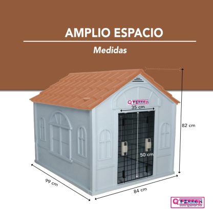 Casa Térmica para Perro Raza Grande | Incluye Puerta Metálica | 99 x 84 x 82 cm | Impermeable con Ventilación | Material Resistente al Exterior.