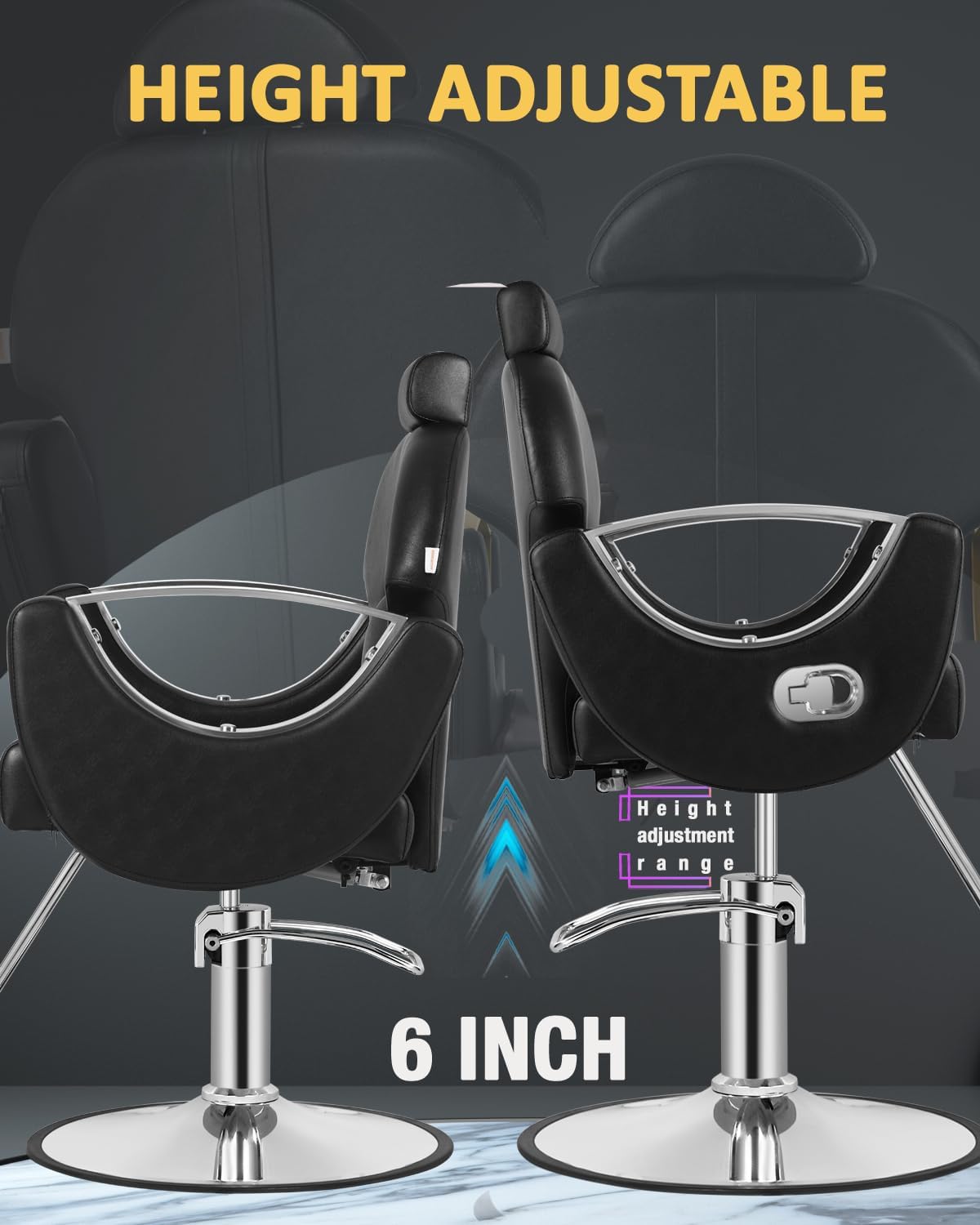 Silla de peluquero de salón, silla reclinable para peluquero, silla de peluquería con bomba hidráulica resistente, silla de peluquería giratoria de 360 grados para peluquería en casa, color rosa