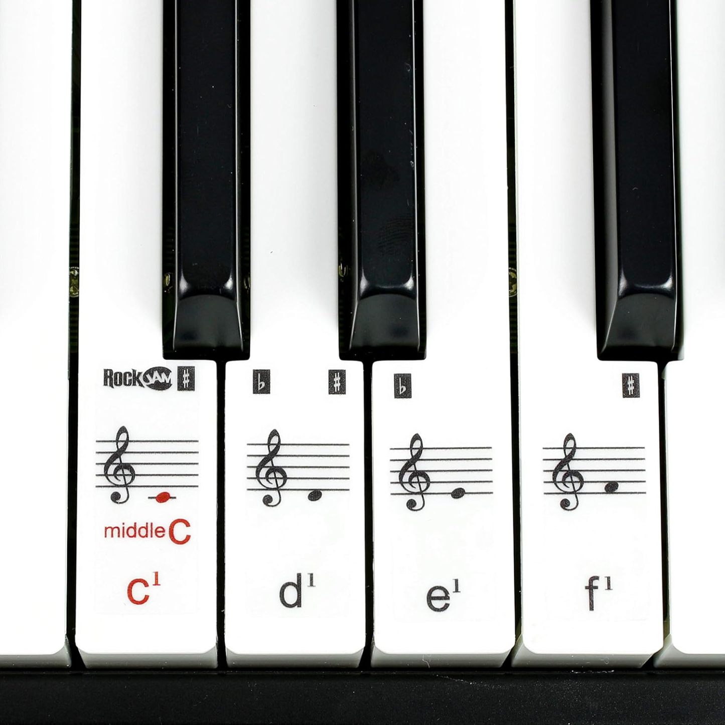 RockJam - Kit de piano con teclado de 61 teclas con banco para teclado, soporte para teclado, auriculares, pegatinas para notas de piano y lecciones de piano Simply