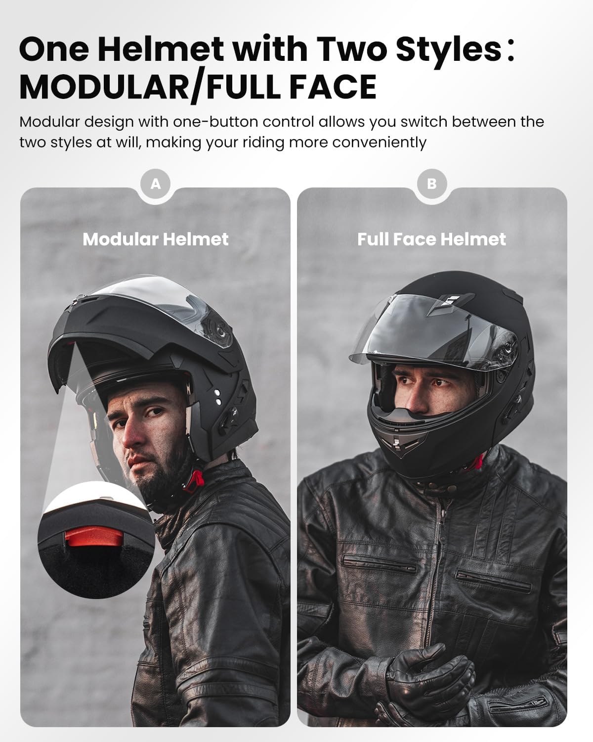 ILM - Casco de Motocicleta Modular Integrado con Bluetooth, con protección Solar para Mp3, Modelo 953/953 Pro