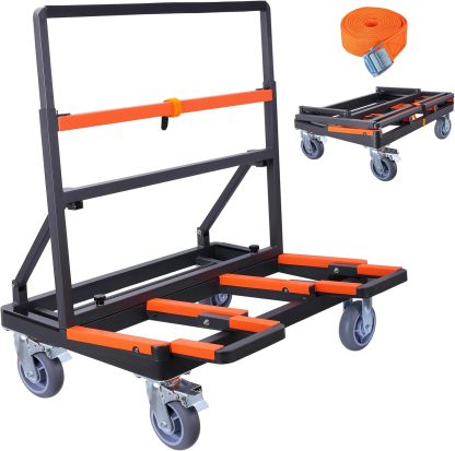 Carrito plegable para paneles de yeso, resistente, carga de plataforma de yeso de 2000 libras, carrito de panel con cubierta grande extendida, panel de madera contrachapada de madera contrachapada y
