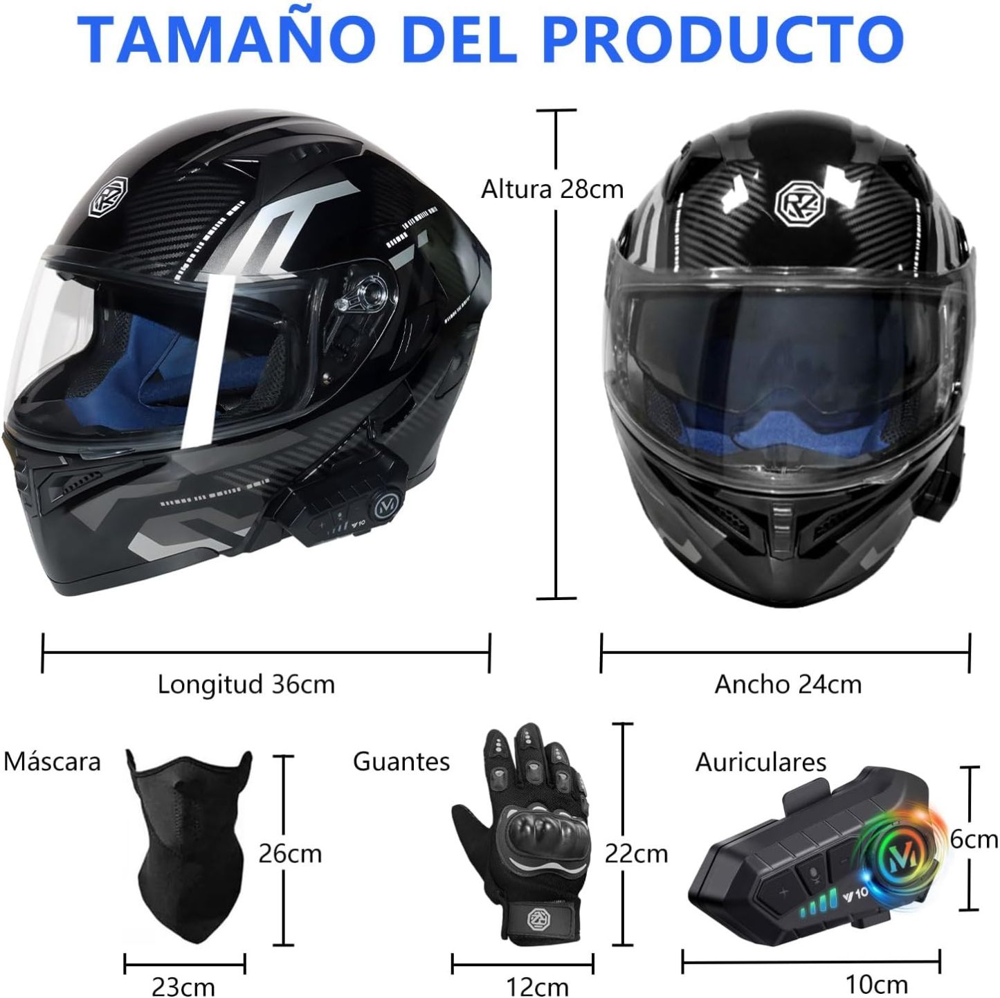 URPOWㅤ Casco de Moto Bluetooth, Casco Integral, Transpirable y Cómodo, Carcasa Resistente, Homologado Dot/ECE, Apto para Adultos, Mujeres y Hombres